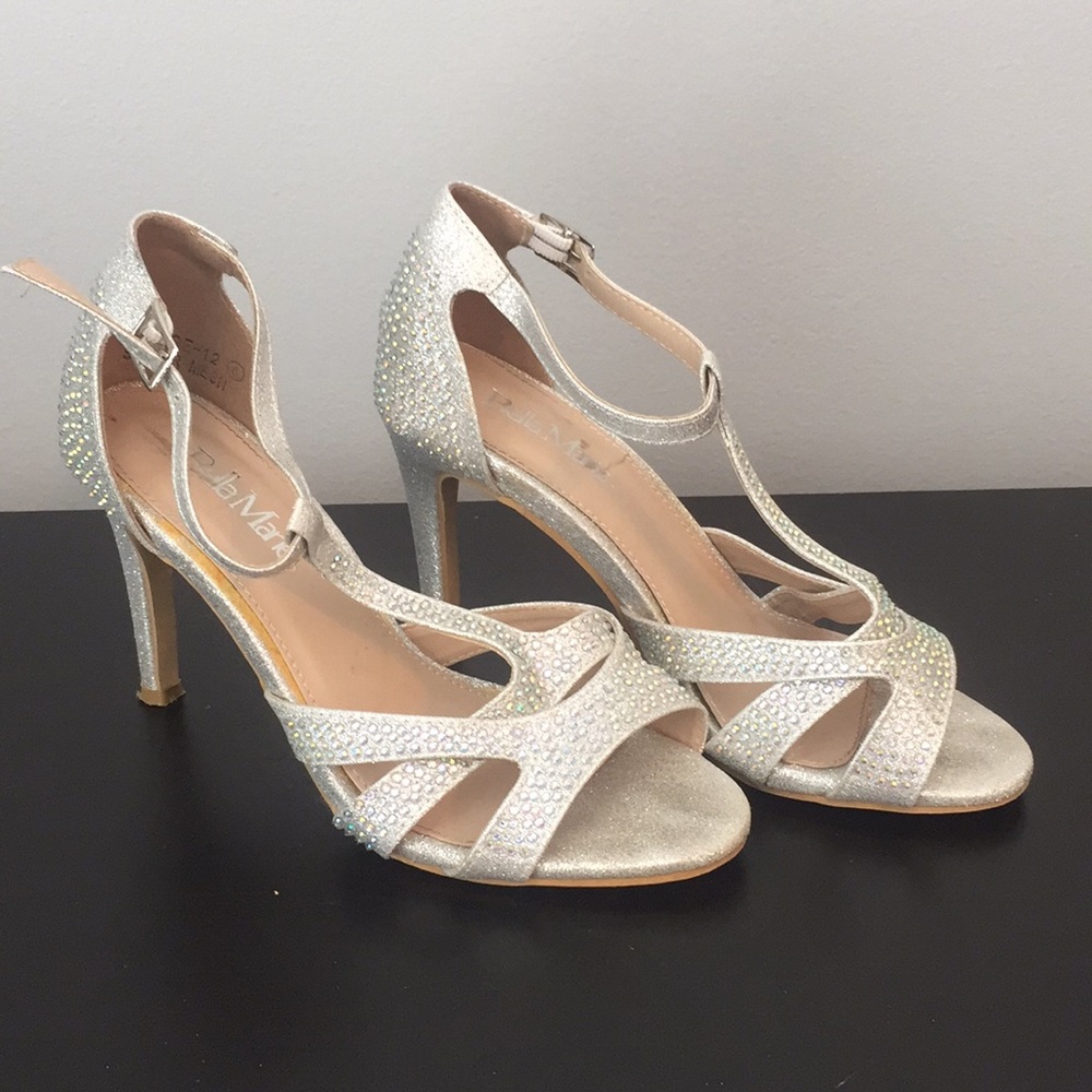 Bella Marie Silver Rhinestone Heels